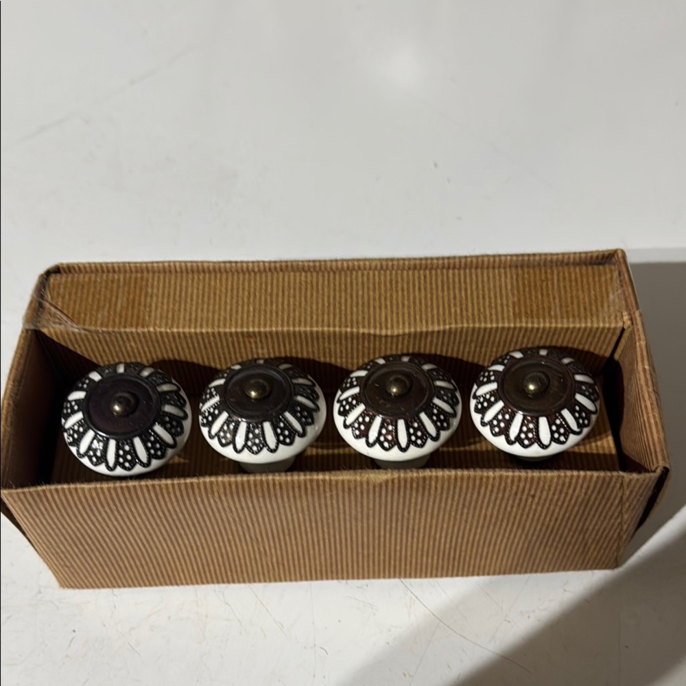 Vintage Ceramic Drawer Knobs - Black and White